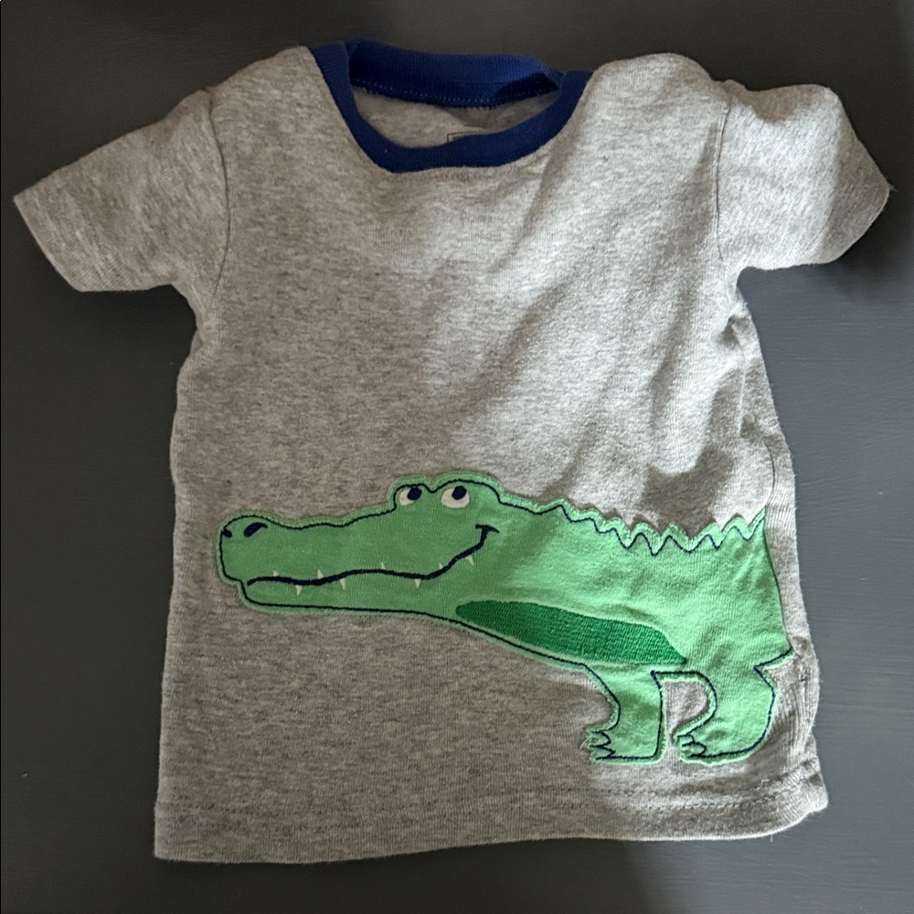 Carter's Gray Tee with Green Crocodile
